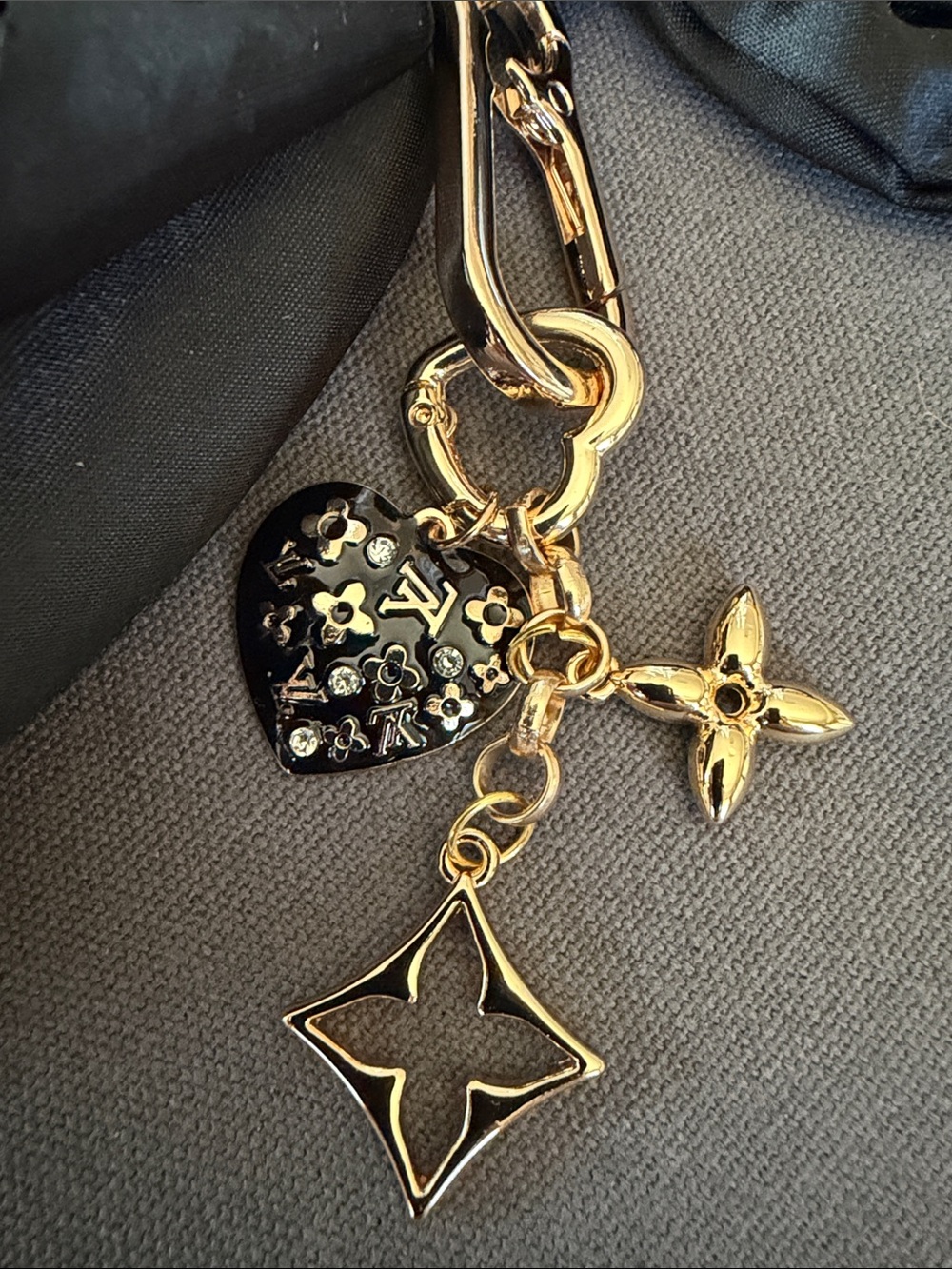 Black Bow Keychain Charm with Gold Accents - Picture 3 of 8